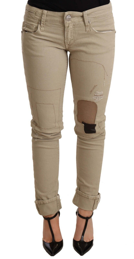 Jeans chic slim fit in cotone beige