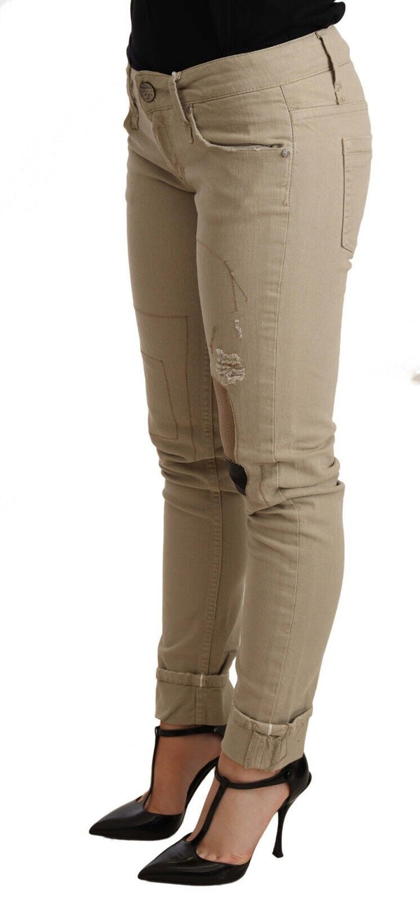 Jeans chic slim fit in cotone beige