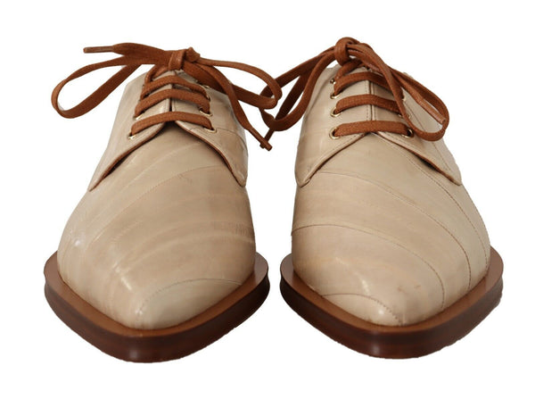 Ballerine eleganti in pelle di anguilla beige