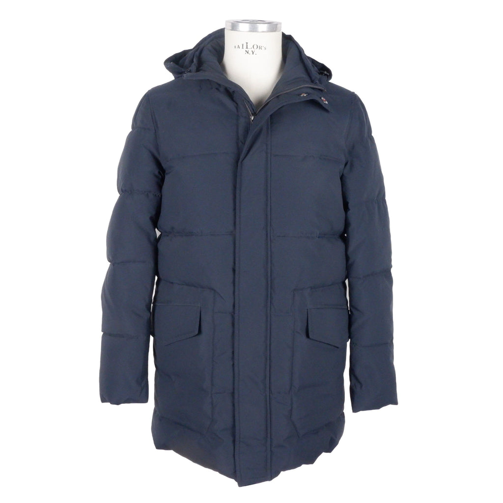 Sleek Blue Men's Hooded Jacket