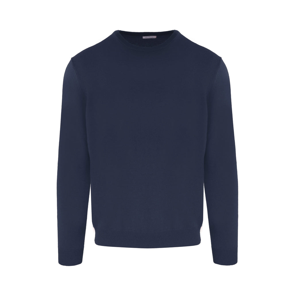 Elegante maglione a girocollo in cashmere blu chic