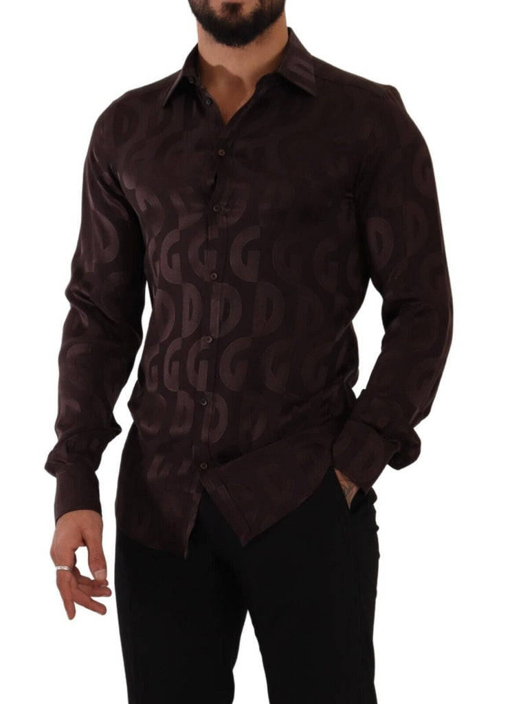 Camicia elegante in seta bordeaux