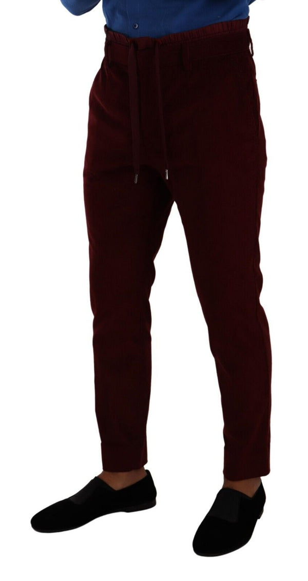 Pantaloni eleganti in velluto bordeaux