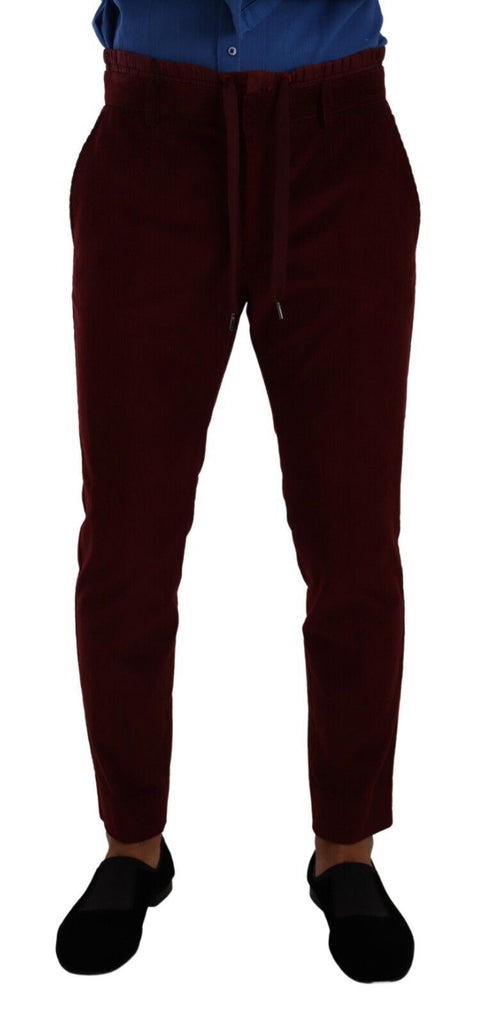 Pantaloni eleganti in velluto bordeaux