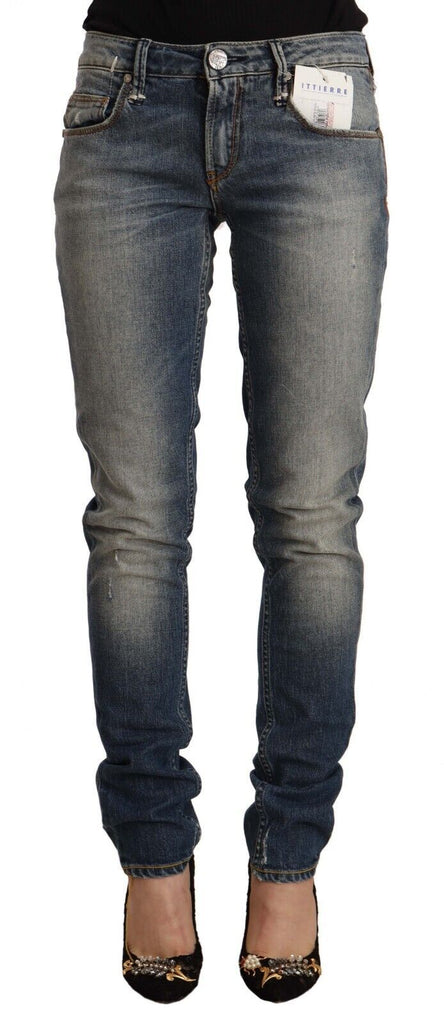 Jeans skinny in misto cotone lavato blu