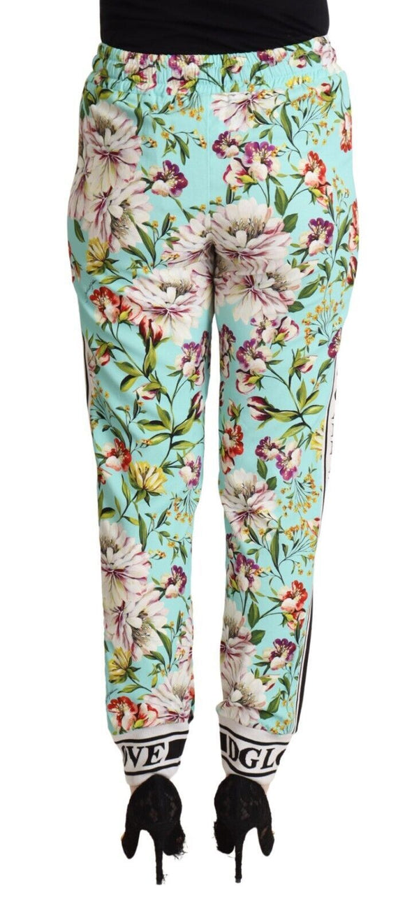 Floral Viscose Jogger Pants in Green