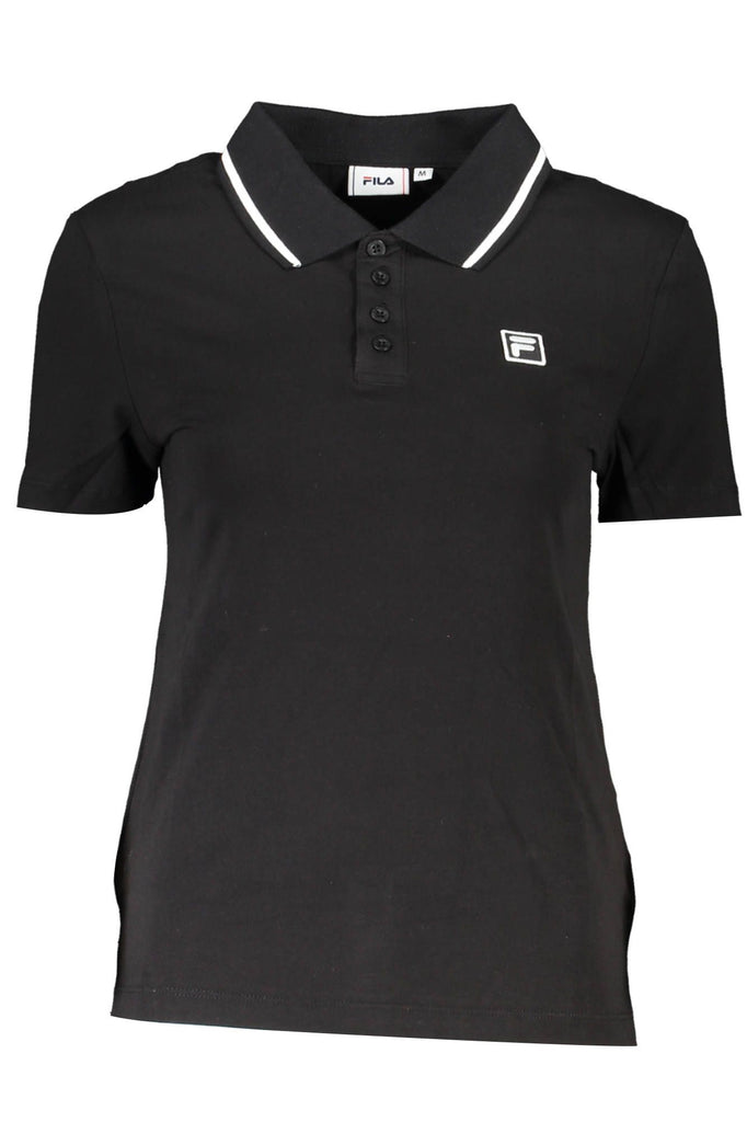 Polo donna in cotone nero