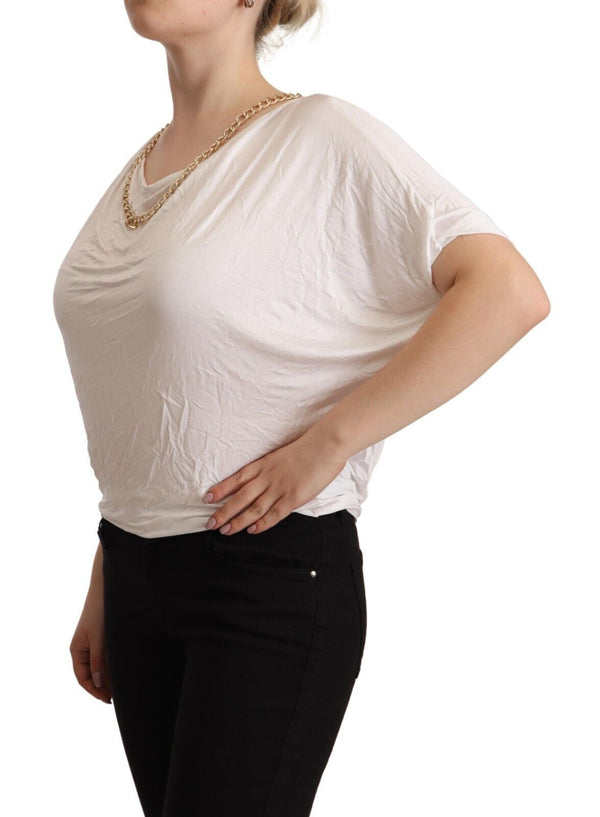 Elegant White Gold Chain T-Shirt Top