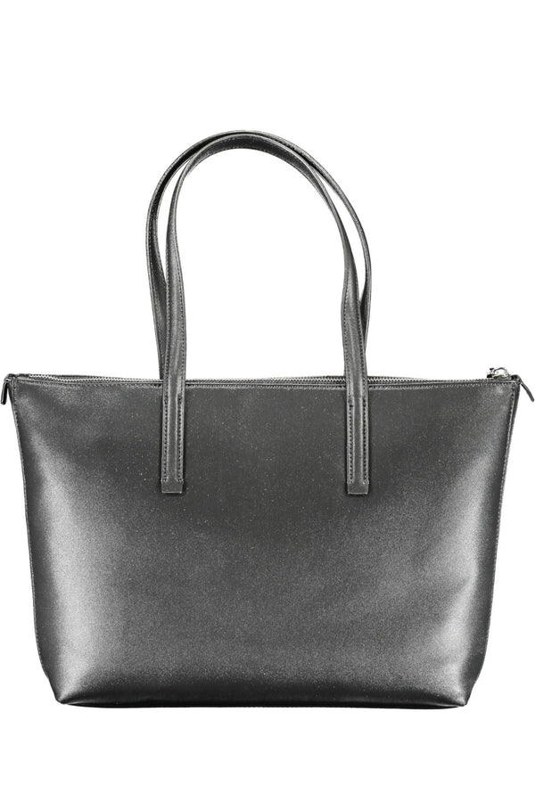 Black Polyester Women Handbag