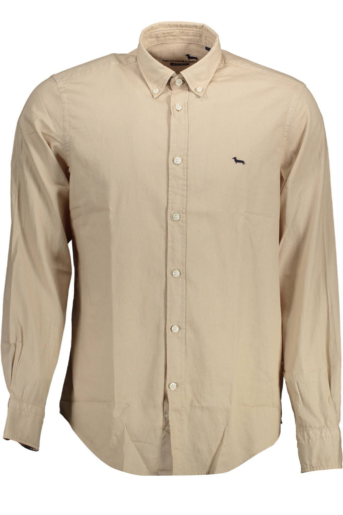 Camicia da uomo in cotone beige