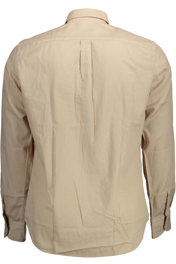 Camicia da uomo in cotone beige