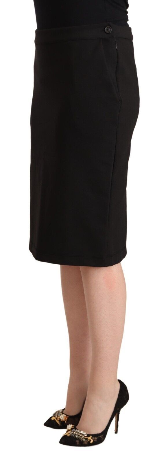 Chic Black Pencil Skirt Knee Length