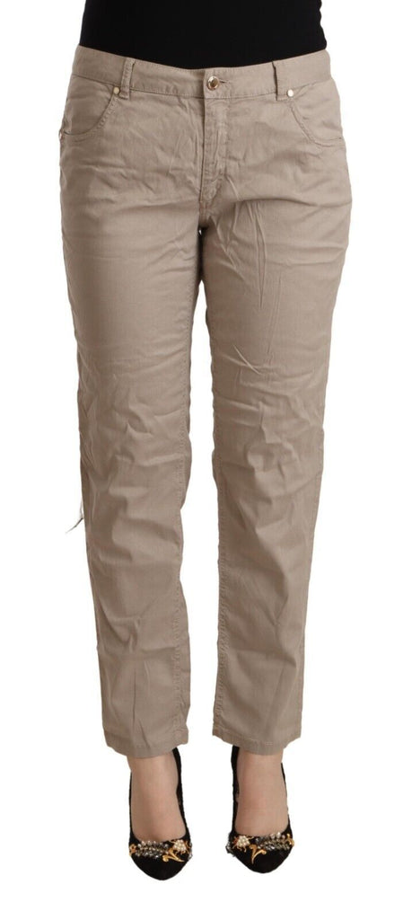 Pantaloni affusolati a vita media beige