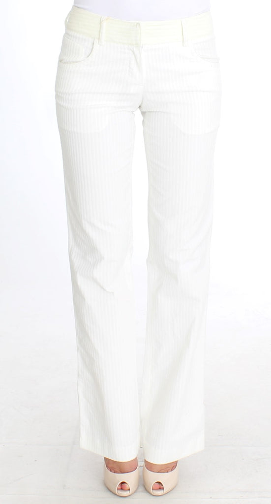 Pantaloni dritti a righe bianche chic