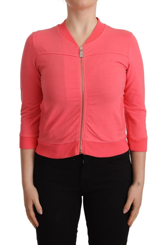 Maglione elegante rosa con zip integrale