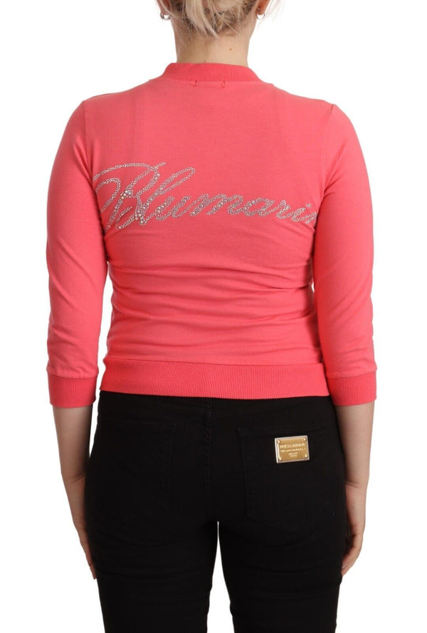 Maglione elegante rosa con zip integrale