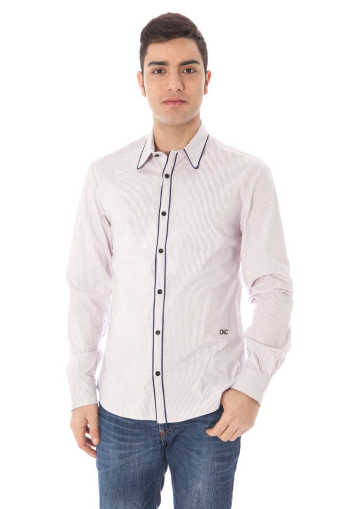 Camicia da uomo in cotone rosa