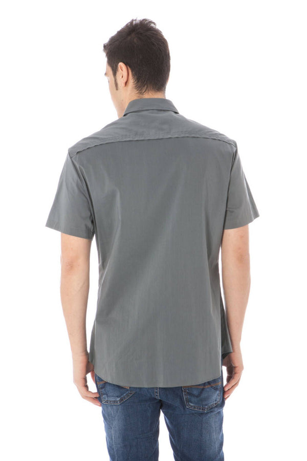 Camicia da uomo in cotone grigio