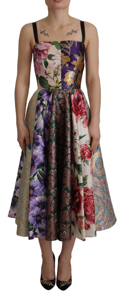 Patchwork Elegance Silk Blend Dress