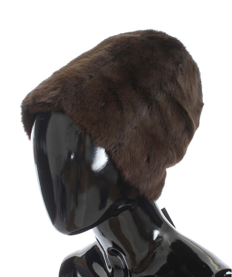 Luxurious Brown Weasel Fur Beanie