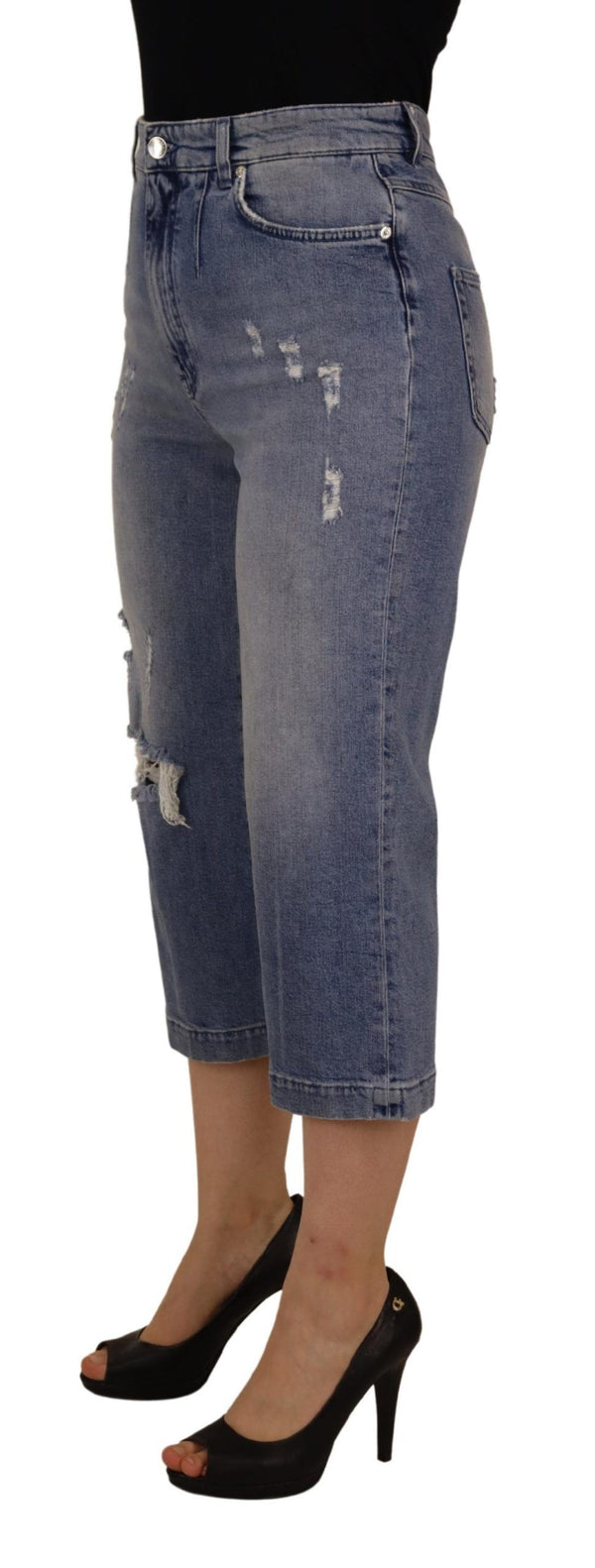 High Waist Skinny Denim Jeans - Blue