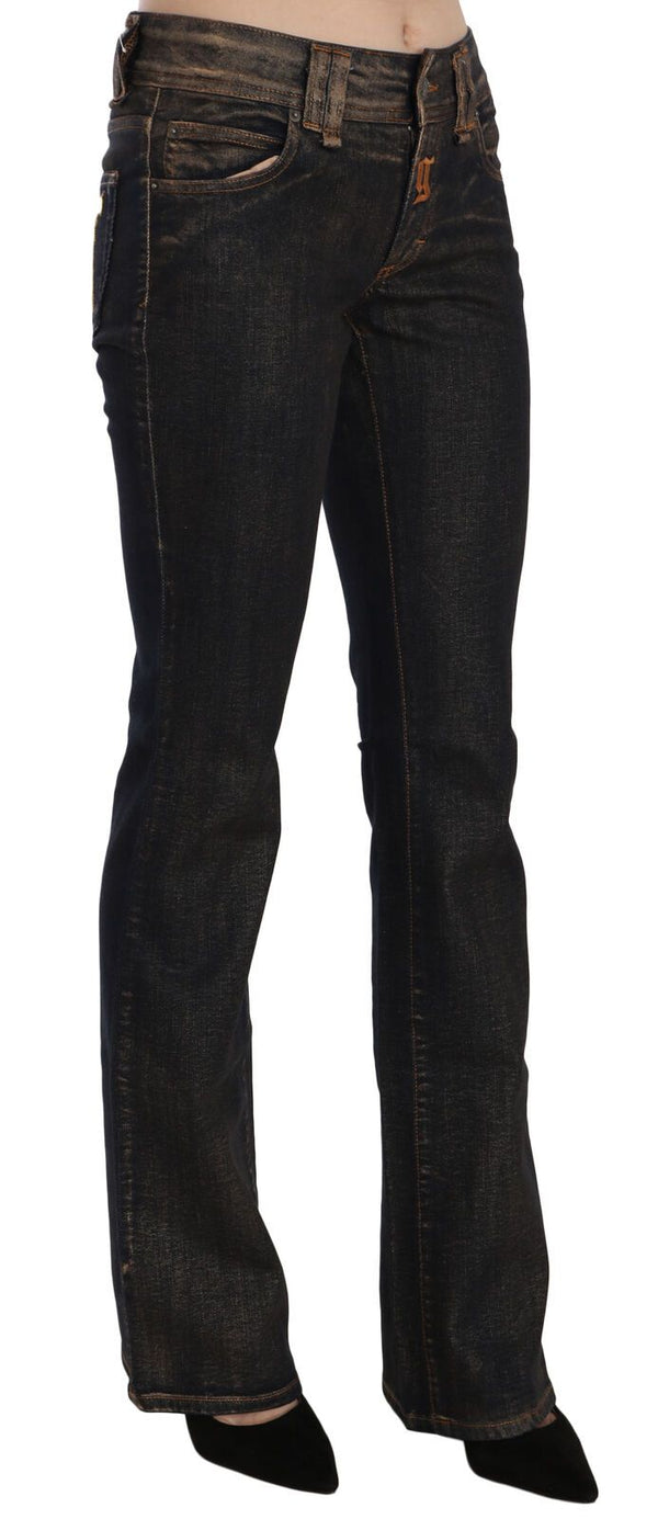 Chic Flared Mid Waist Black Denim