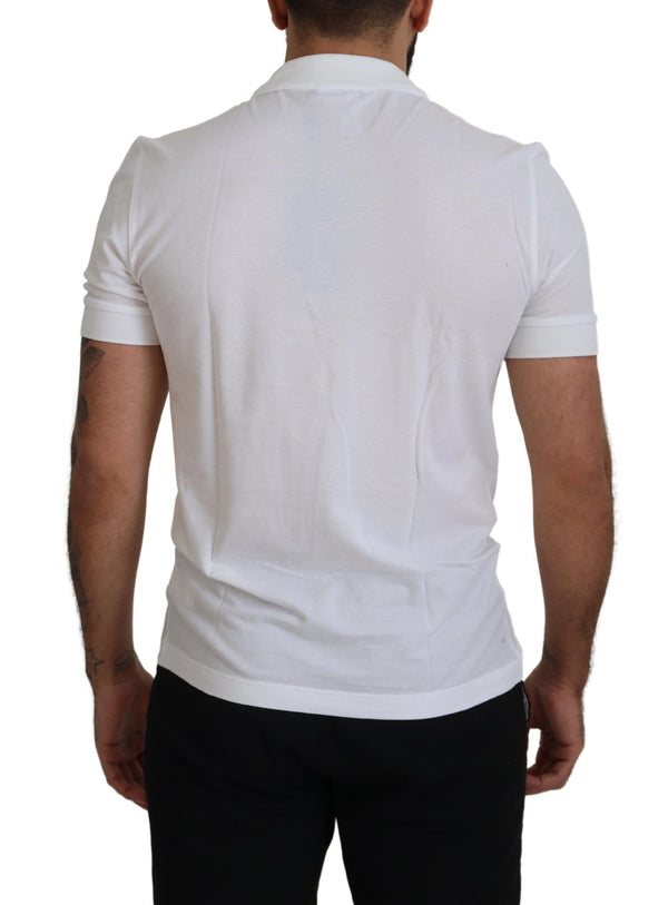 Elegant White Cotton Polo T-Shirt