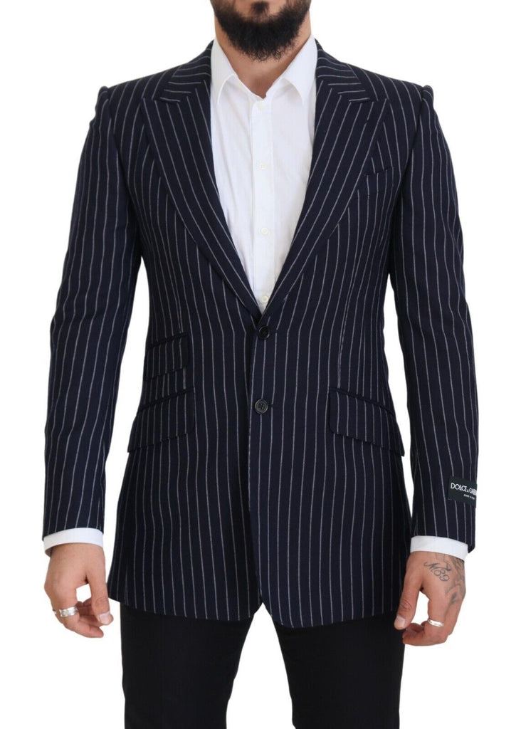 Elegant Navy Slim Fit Wool Blazer