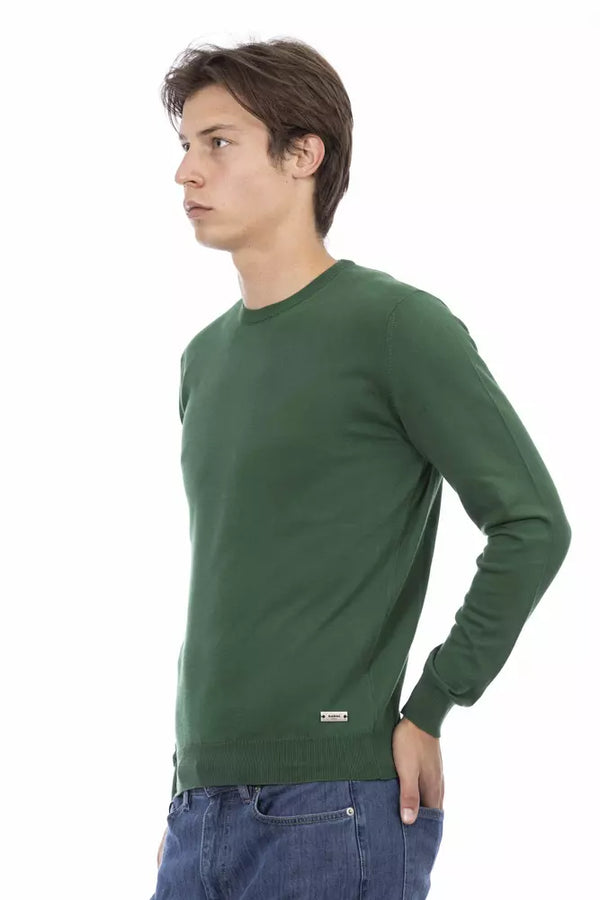 Green Cotton Men Sweater