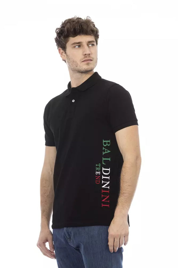 Polo da uomo in cotone nero