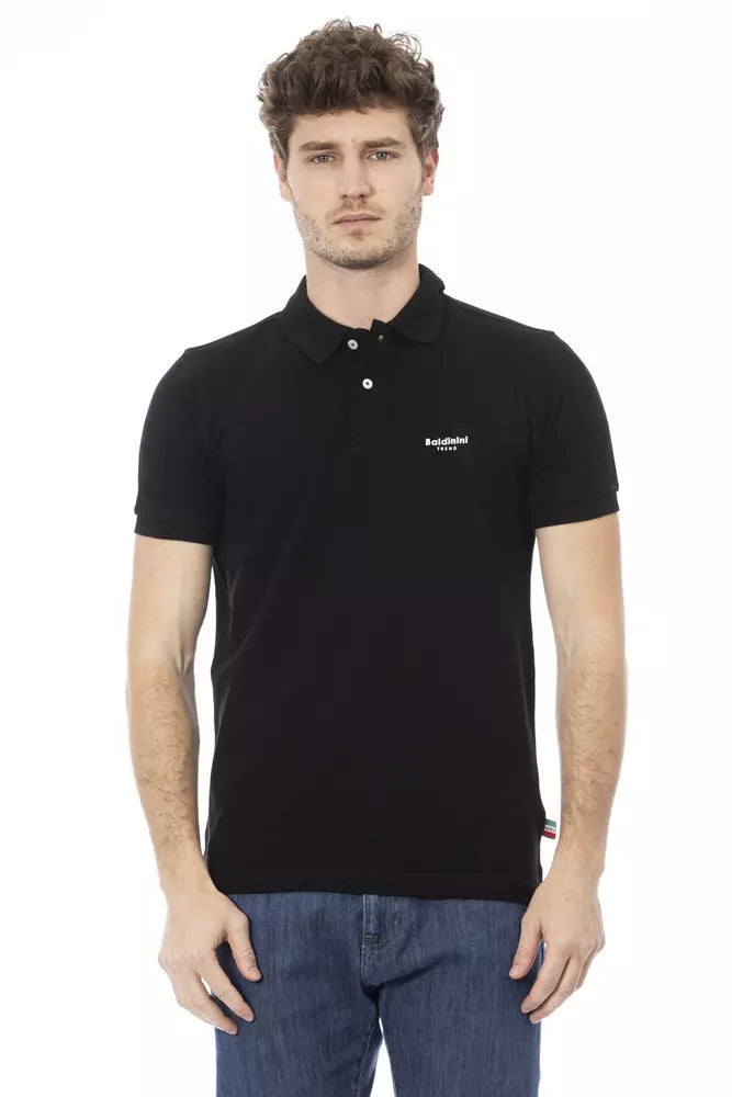 Black Cotton Men Polo Shirt