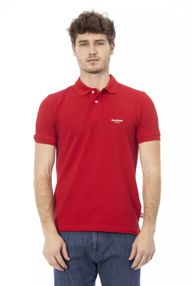 Red Cotton Men Polo Shirt