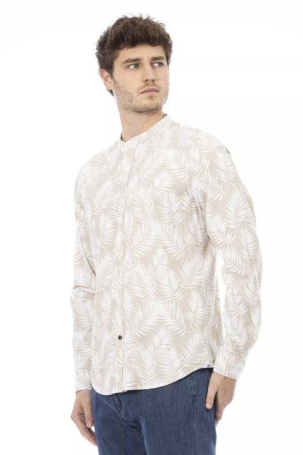 Camicia da uomo in cotone beige