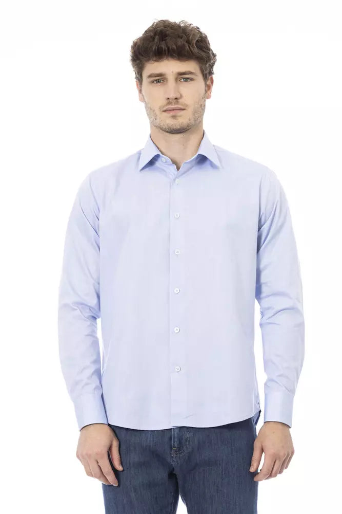 Camicia da uomo in cotone azzurro