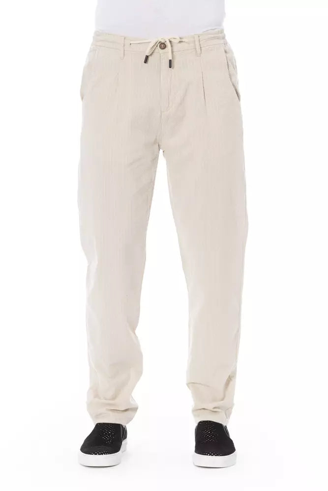 Pantaloni chino da uomo in cotone beige