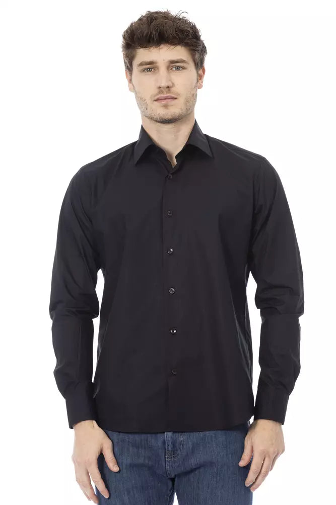 Camicia da uomo in cotone nero