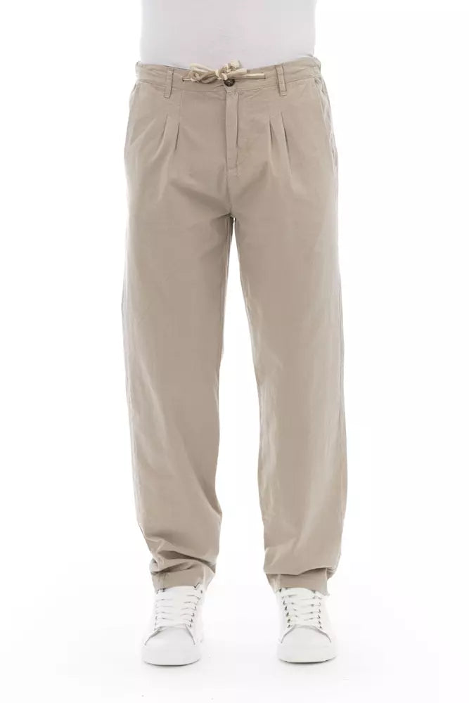 Chino da uomo in cotone beige