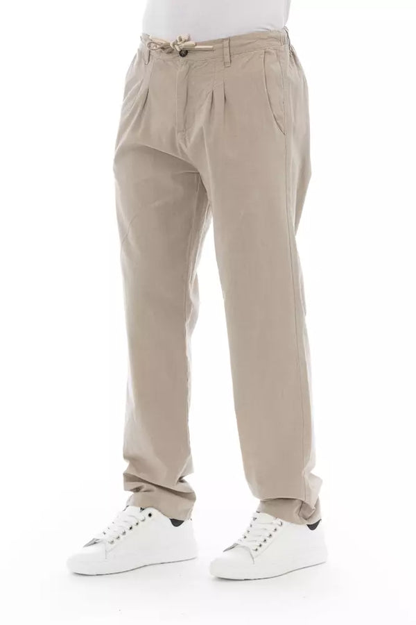 Chino da uomo in cotone beige