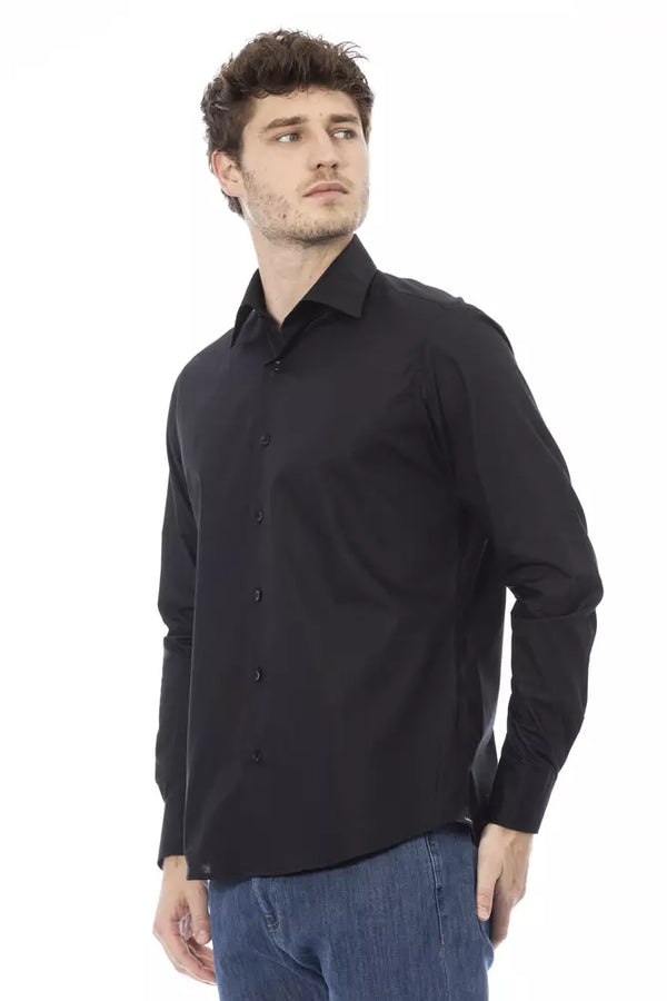 Camicia da uomo in cotone nero