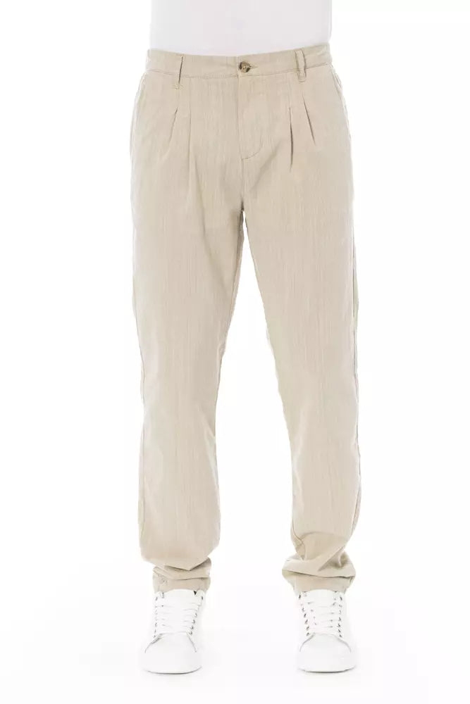 Pantaloni chino da uomo in cotone beige