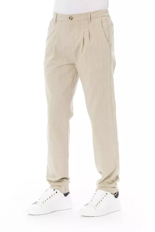 Pantaloni chino da uomo in cotone beige