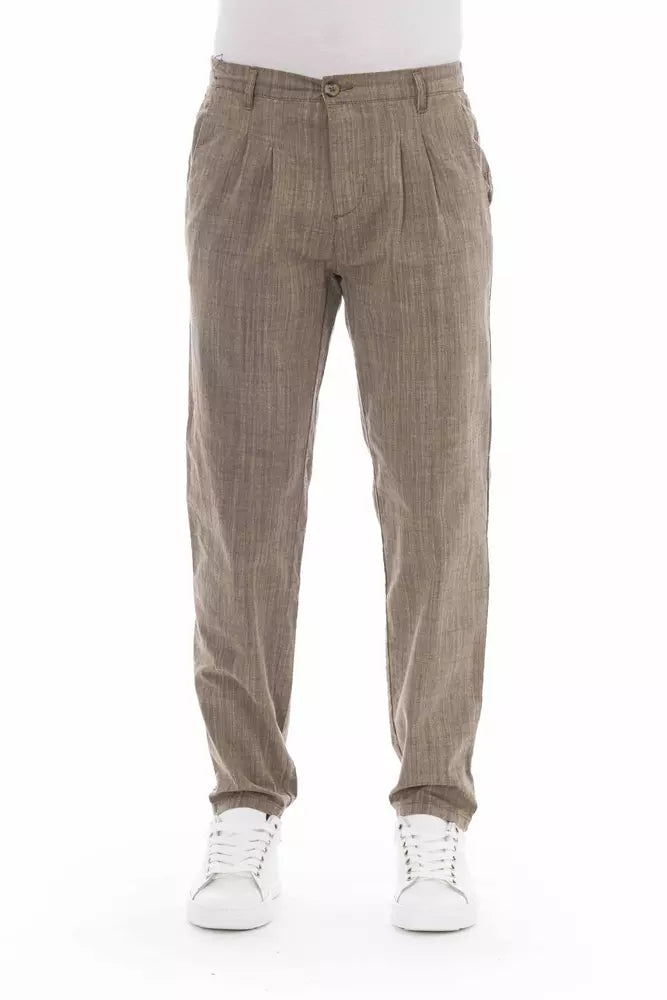 Pantaloni chino da uomo in cotone beige