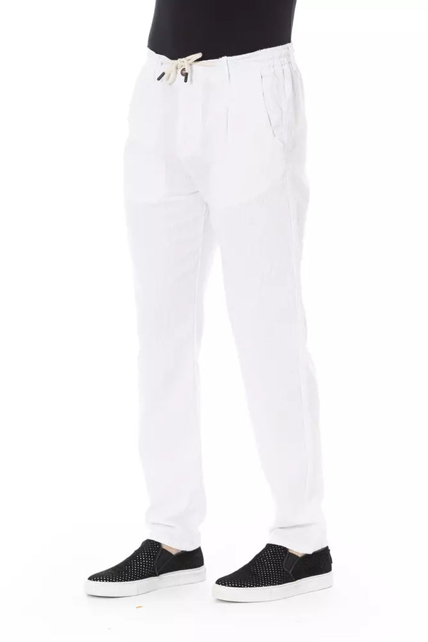 White Cotton Men Trouser