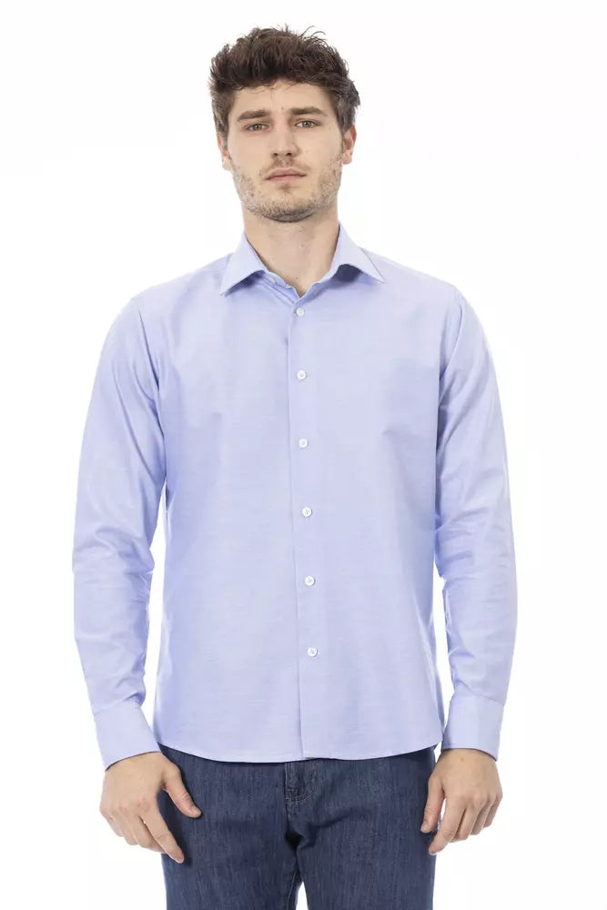 Camicia da uomo in cotone azzurro