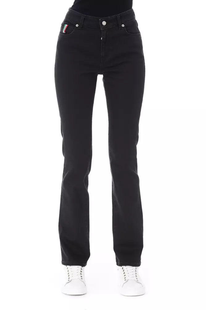 Jeans da donna in cotone nero