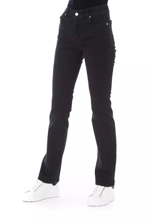 Jeans da donna in cotone nero