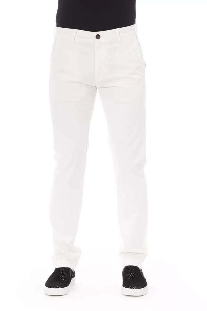 White Cotton Men Chino Trouser