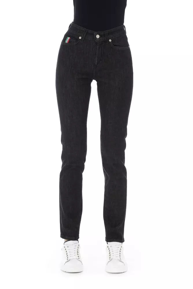 Jeans da donna in cotone nero