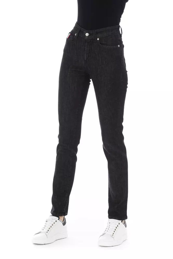 Jeans da donna in cotone nero