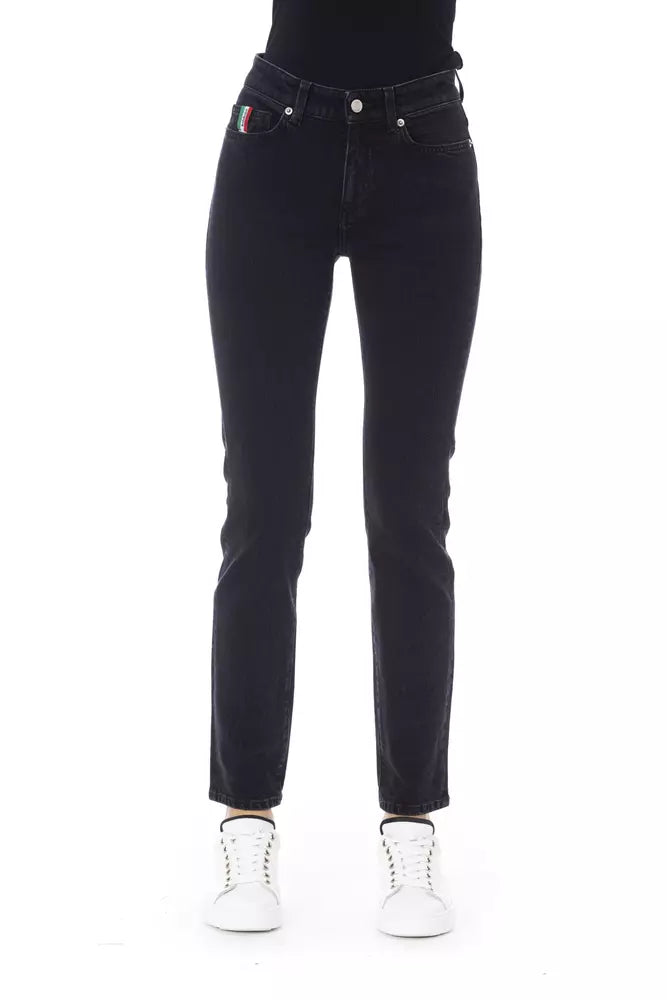 Jeans da donna in cotone nero